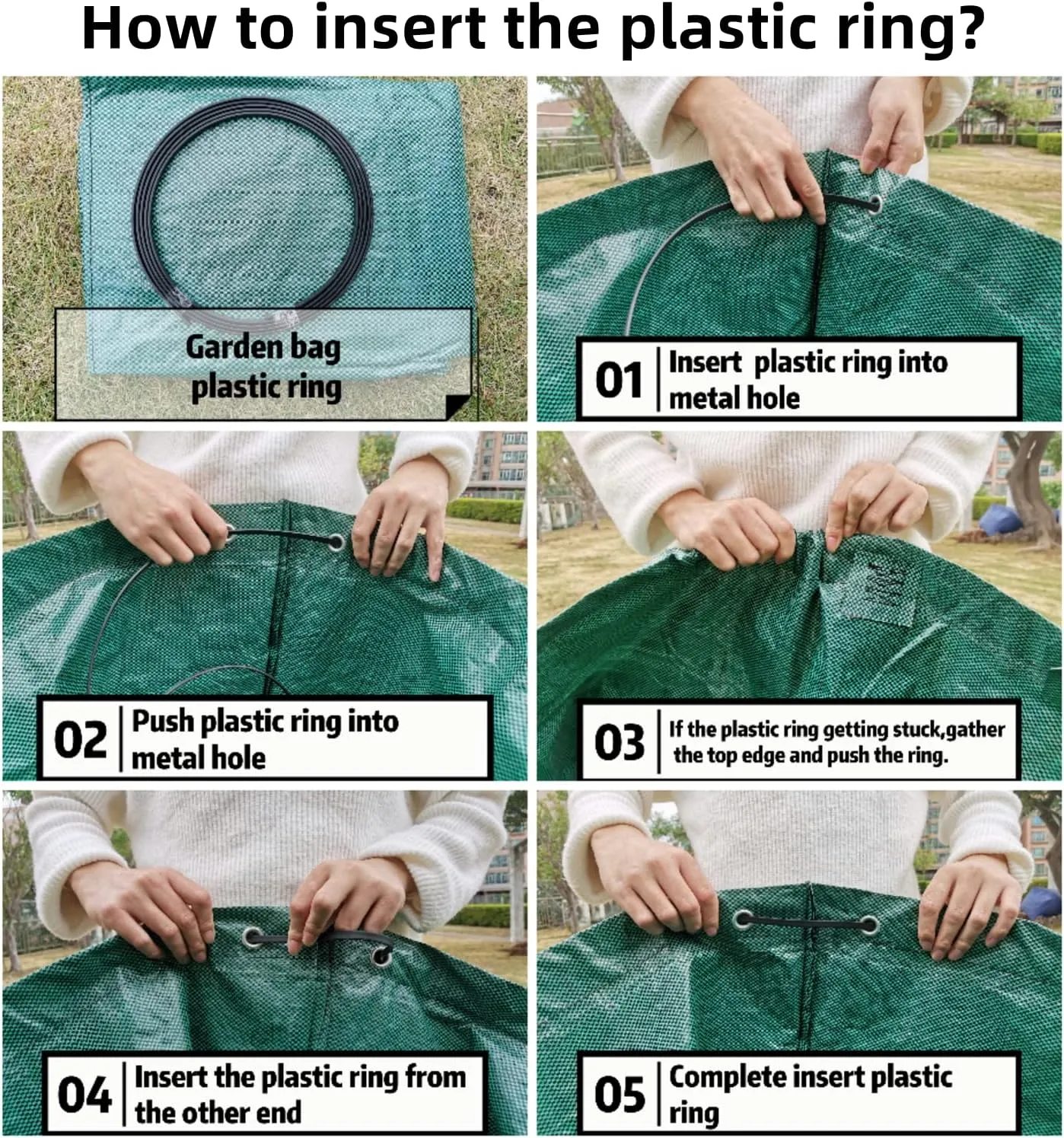 4 Pack 137 Gallons Reusable Yard Waste Bags with Double Bottom Layer Extra Large Leaf Lawn Bags Reusable Heavy Duty With 4 Reinforced Handles Garden waste Bags for Debris Grass Clipping