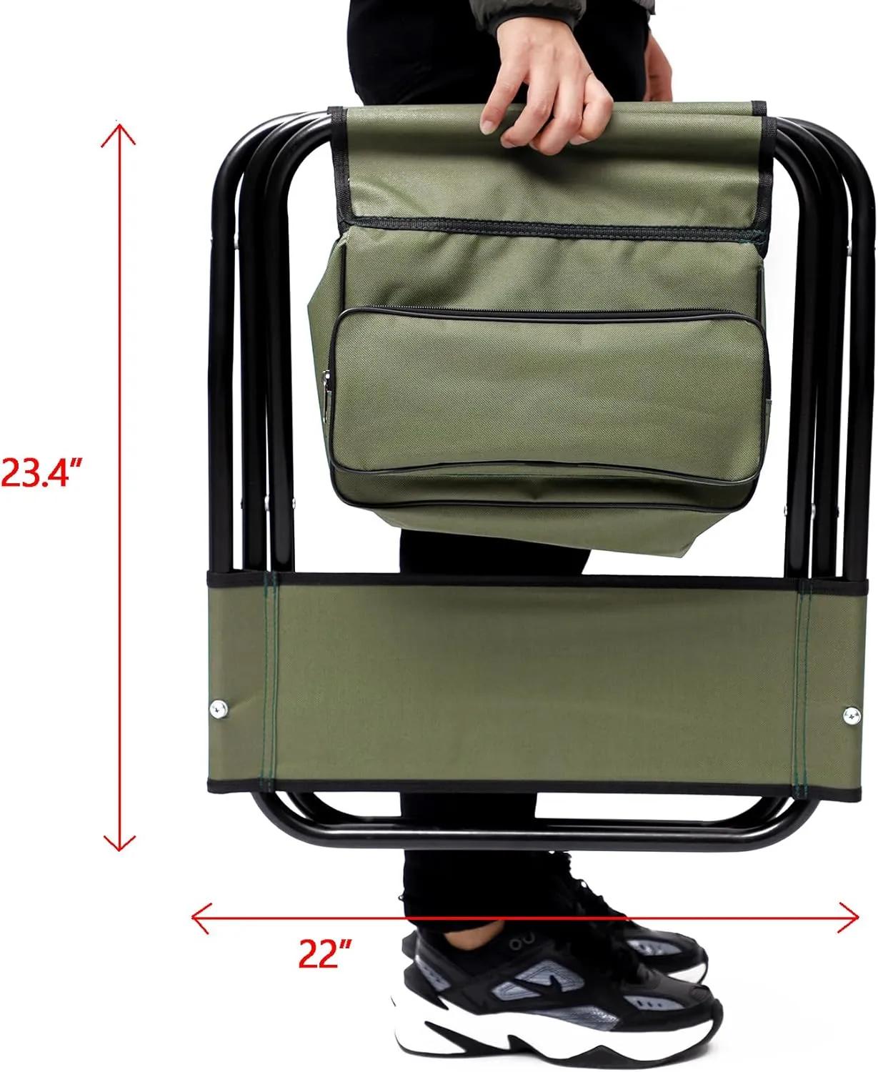 4 Pack Outdoor Folding Camping Chair with Storage Bag, Outdoor Lawn Folding Chair, Lightweight Hunting Chair Portable Directors Chair for Indoor, Outdoor Camping, Picnics and Fishing, Green