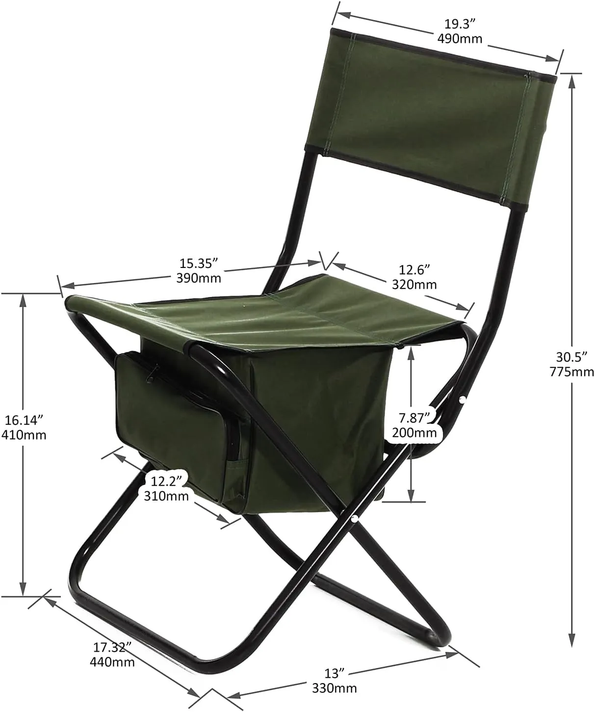 4 Pack Outdoor Folding Camping Chair with Storage Bag, Outdoor Lawn Folding Chair, Lightweight Hunting Chair Portable Directors Chair for Indoor, Outdoor Camping, Picnics and Fishing, Green