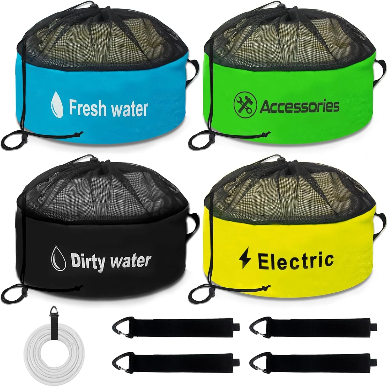 4-Pack Waterproof RV Hose Storage Bags - Utility Bag for Fresh/Black Water Hoses, Electrical Cords & Accessories