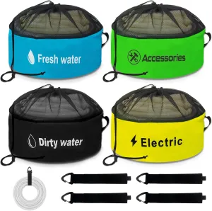 4-Pack Waterproof RV Hose Storage Bags - Utility Bag for Fresh/Black Water Hoses, Electrical Cords & Accessories