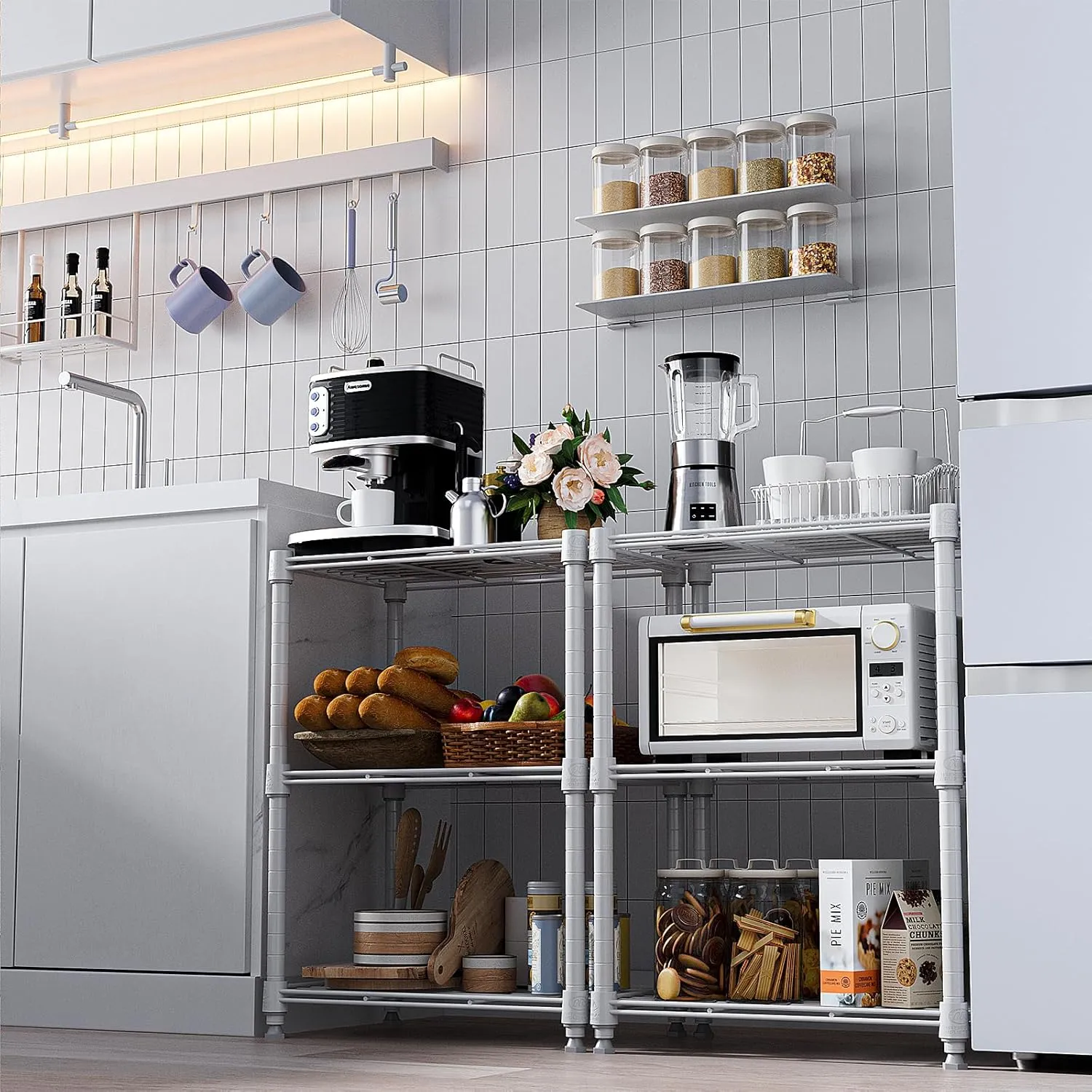 450 lbs Wire Storage Shelving 3-Tier Utility Shelving Unit Steel Organizer Wire Rack for Home,Kitchen,Office,White (11.8" D x 17.7" W x 26.3" H)