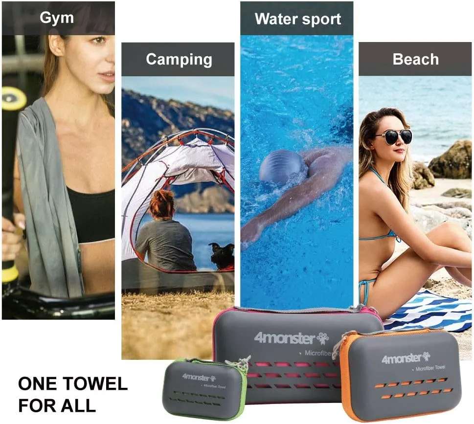 4Monster Camping Towels Super Absorbent, Fast Drying Microfiber Travel Towel, Quick Dry Ultra Soft Compact Gym Towel for Swimming Beach Hiking Yoga Travel Sports Backpack (Navy Blue, 78.70" x 39.30")