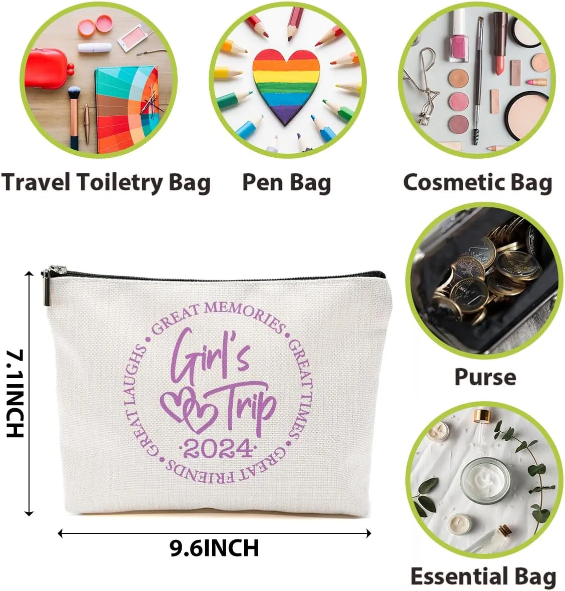 5 Pcs Girls Trip Favors - Girls Weekend Makeup Bag, Bestie Gifts Vacation 2024 Cosmetic Bag, Friendship Gifts for Women Her Bestie, Graduation Wedding Toiletry Bag