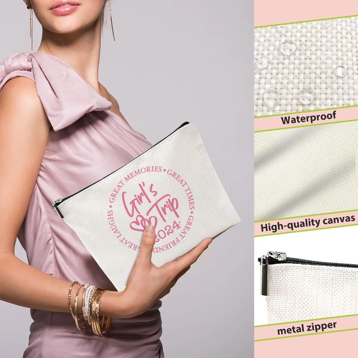 5 Pcs Girls Trip Favors - Girls Weekend Makeup Bag, Bestie Gifts Vacation 2024 Cosmetic Bag, Friendship Gifts for Women Her Bestie, Graduation Wedding Toiletry Bag