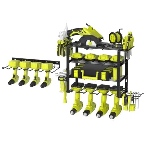 5-Tier Power Tool Organizer, Wall-Mounted Storage for Workshop