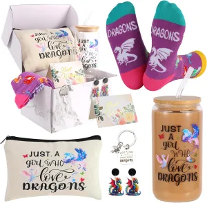 6 Pieces Dragon Gifts Set for Women Dragons Lovers Just a Girl Who Loves Dragon Gifts for Her Daughter Friend Sister Dragons Lovers