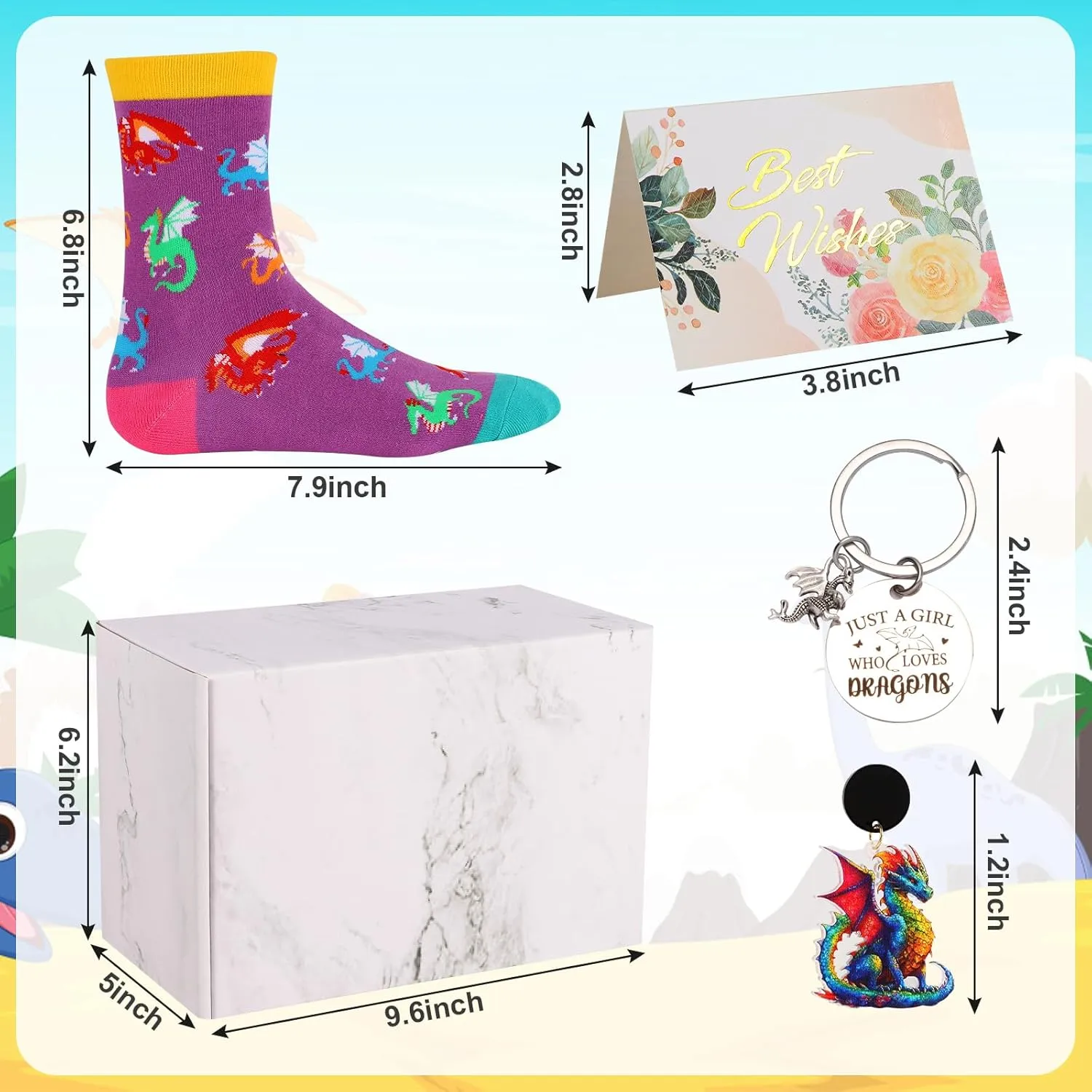 6 Pieces Dragon Gifts Set for Women Dragons Lovers Just a Girl Who Loves Dragon Gifts for Her Daughter Friend Sister Dragons Lovers