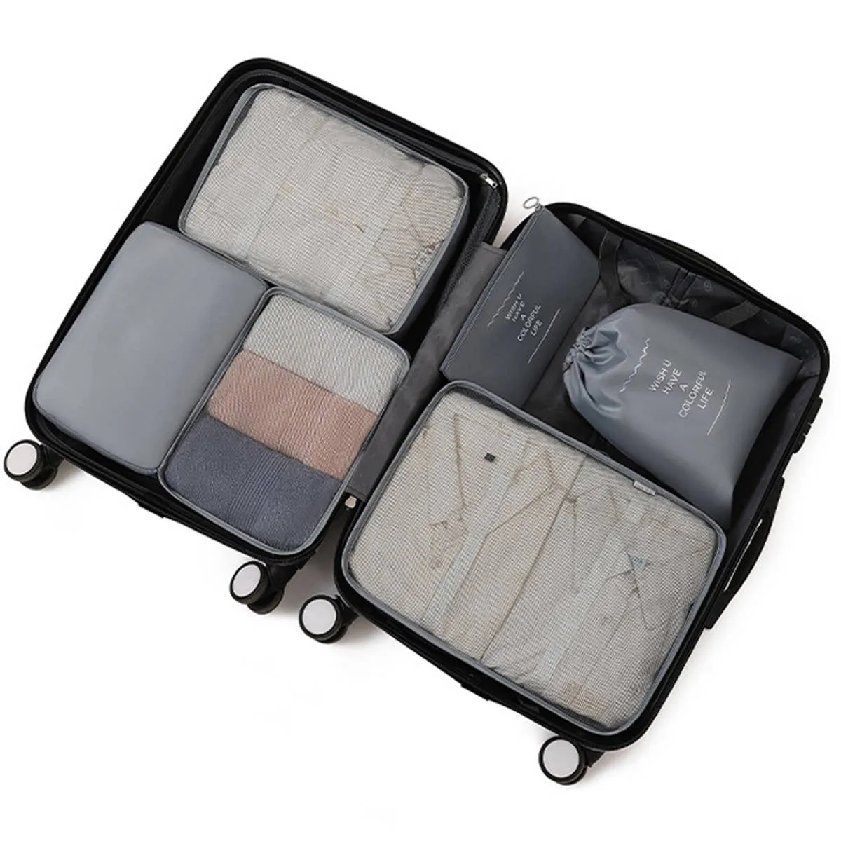 6 SET PACKING CUBES FOR SUITCASES_CWAB0542: GREY