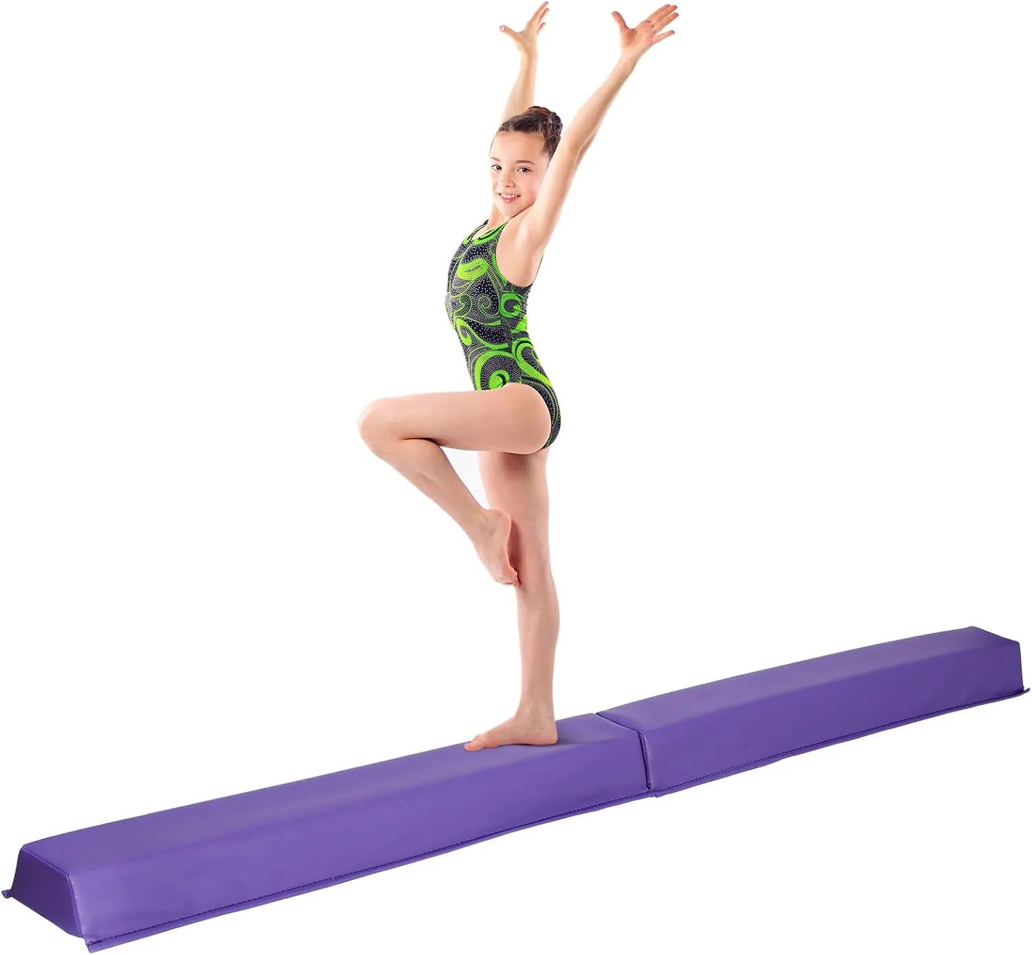 6ft/9ft Balance Beam for Kids, Foldable Gymnastics Beam for Home, Folding Floor Gymnastics Equipment for Kids Adults,Non Slip Base Covered with PVC