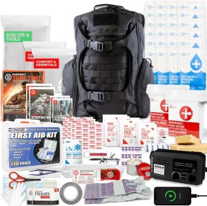 72 HRS Deluxe Emergency Survival Kit - Heavy Duty 72 Hour Bag Survival Kit for Earthquake, Hurricane, Tsunami, Winter, Blackout - Includes Emergency First Aid Kit, Water, Food