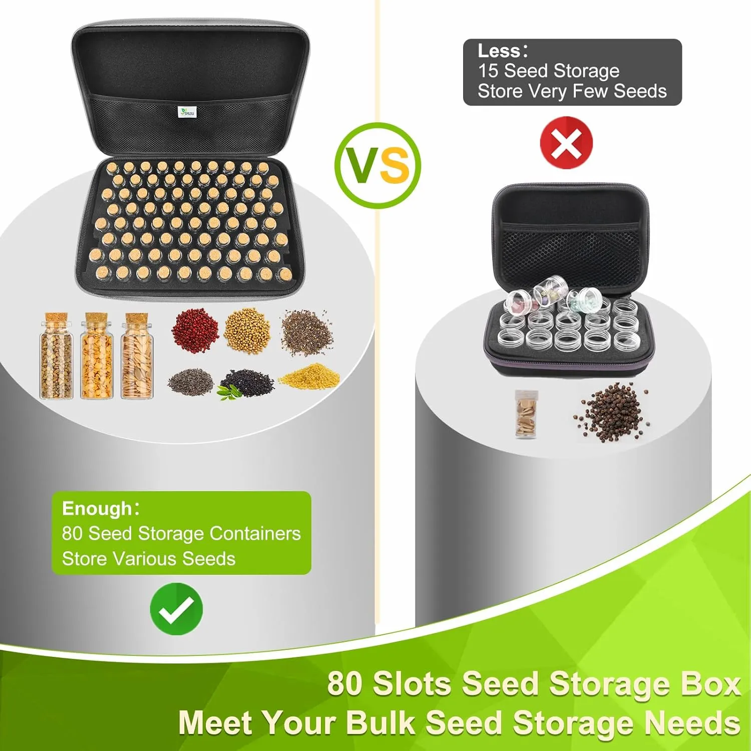 【80 Slots】 Seed Storage Organizer, Sturdy Seed Organizer Storage Box with Dual Zipper Bag and 84Pcs Label Stickers, Glass Seed Storage Container for Flower Vegetable Plants Garden Seeds Saving