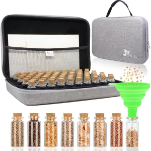 【80 Slots】 Seed Storage Organizer, Sturdy Seed Organizer Storage Box with Dual Zipper Bag and 84Pcs Label Stickers, Glass Seed Storage Container for Flower Vegetable Plants Garden Seeds Saving