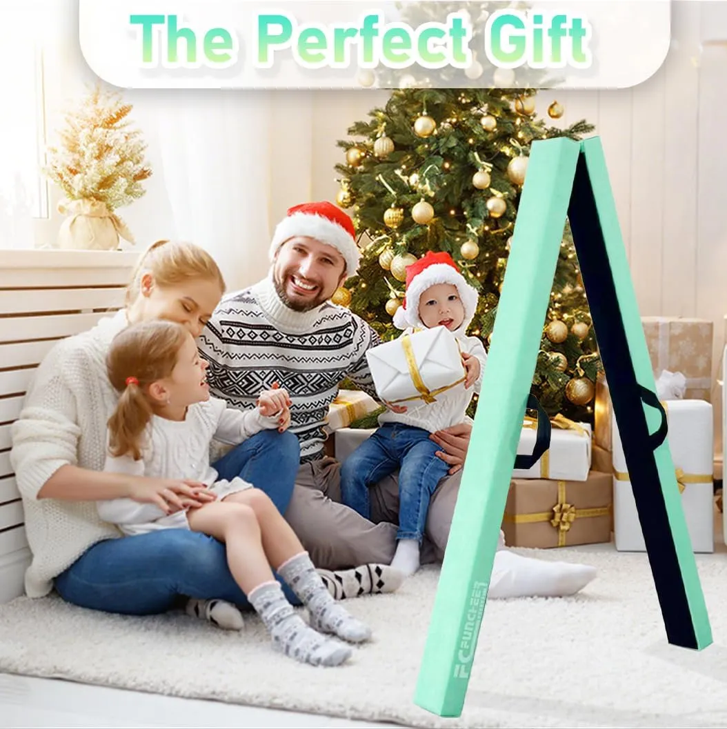 8FT Folding Balance Beam -Gymnastics Floor Beam -Gymnastics Equipment for Kids,Wood core- Anti-Slip Bottom and Carrying Bag for Home