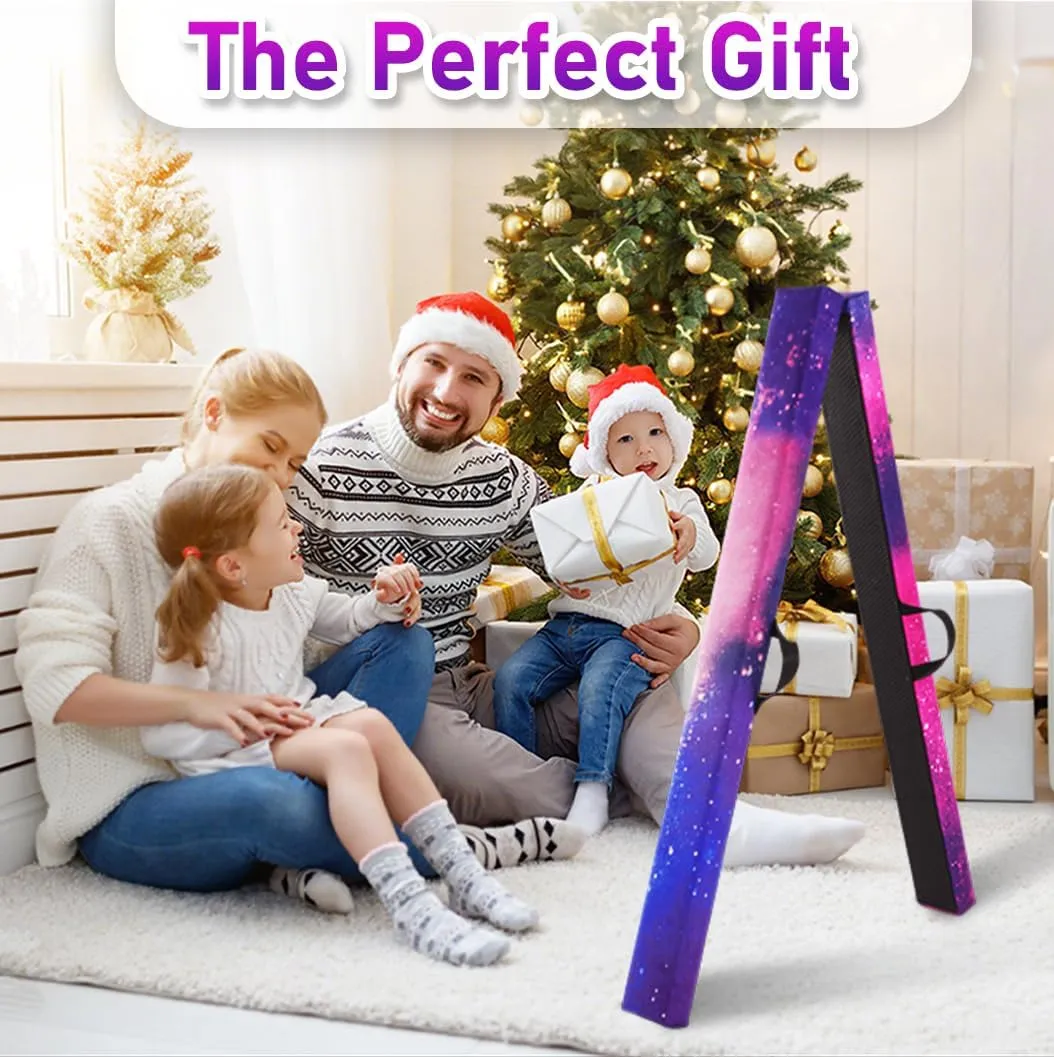 8FT Folding Balance Beam -Gymnastics Floor Beam -Gymnastics Equipment for Kids,Wood core- Anti-Slip Bottom and Carrying Bag for Home