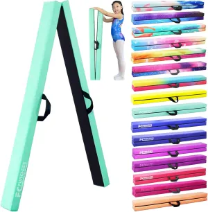 8FT Folding Balance Beam -Gymnastics Floor Beam -Gymnastics Equipment for Kids,Wood core- Anti-Slip Bottom and Carrying Bag for Home