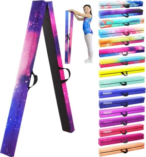 8FT Folding Balance Beam -Gymnastics Floor Beam -Gymnastics Equipment for Kids,Wood core- Anti-Slip Bottom and Carrying Bag for Home