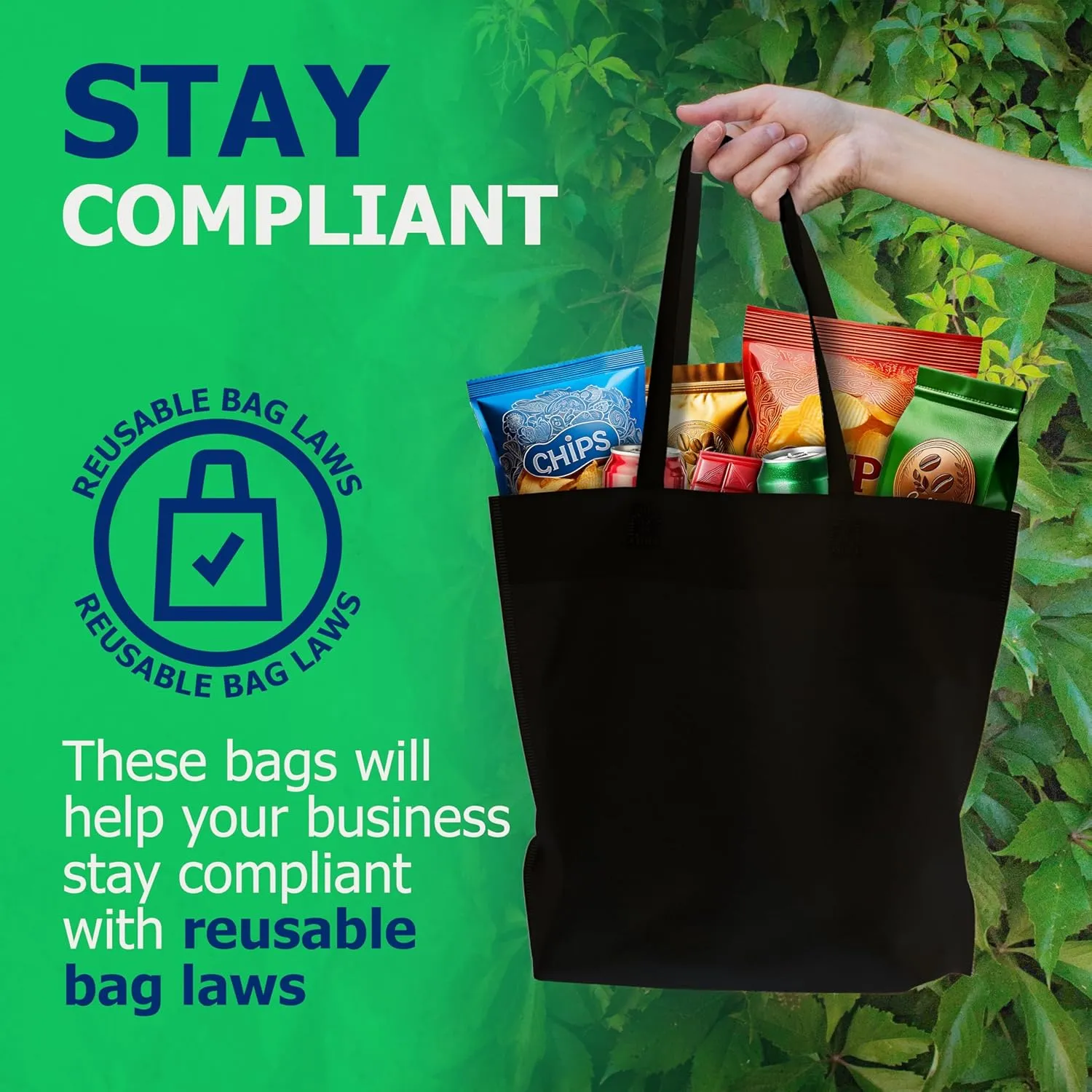 90 Pack Non-Woven Heavy-Duty Reusable Reusable Shopping Bags with Handles - Grocery Bags Bulk