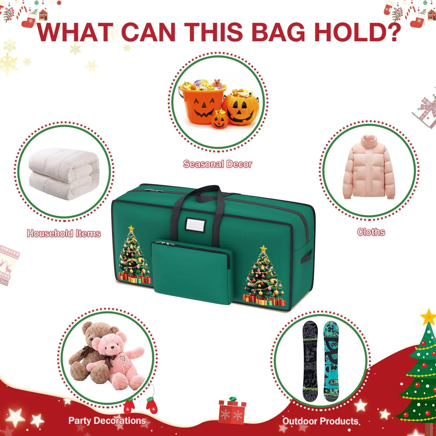 9ft Christmas Tree Storage Bag - Heavy Duty Container for Artificial Trees, Decorations, and Ornaments - Large Holiday Box