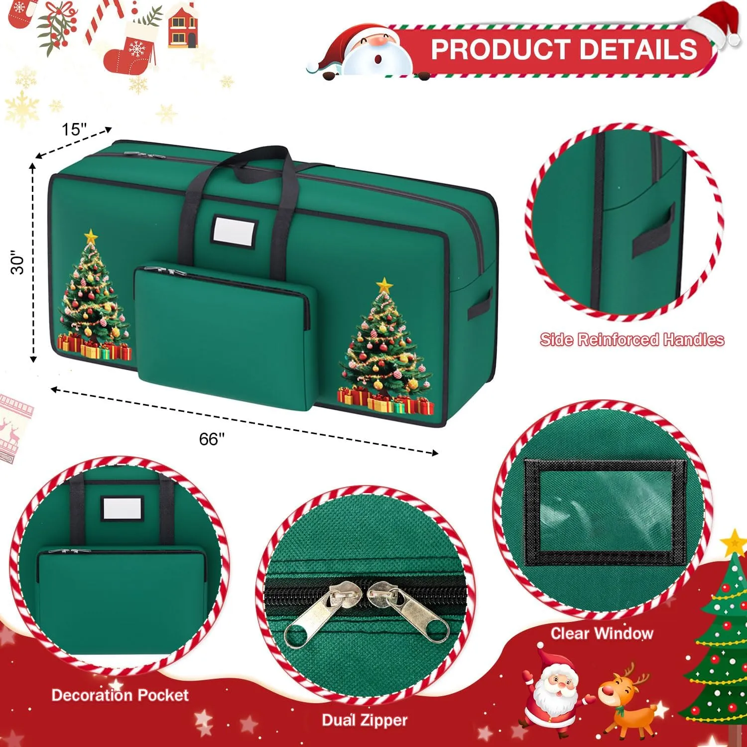 9ft Christmas Tree Storage Bag - Heavy Duty Container for Artificial Trees, Decorations, and Ornaments - Large Holiday Box