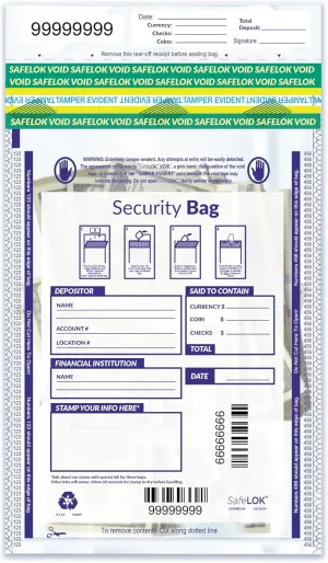 ABC FREEZFraud Bank Deposit Bags, 9 x 12, Clear - 100 Heavy Duty Bags