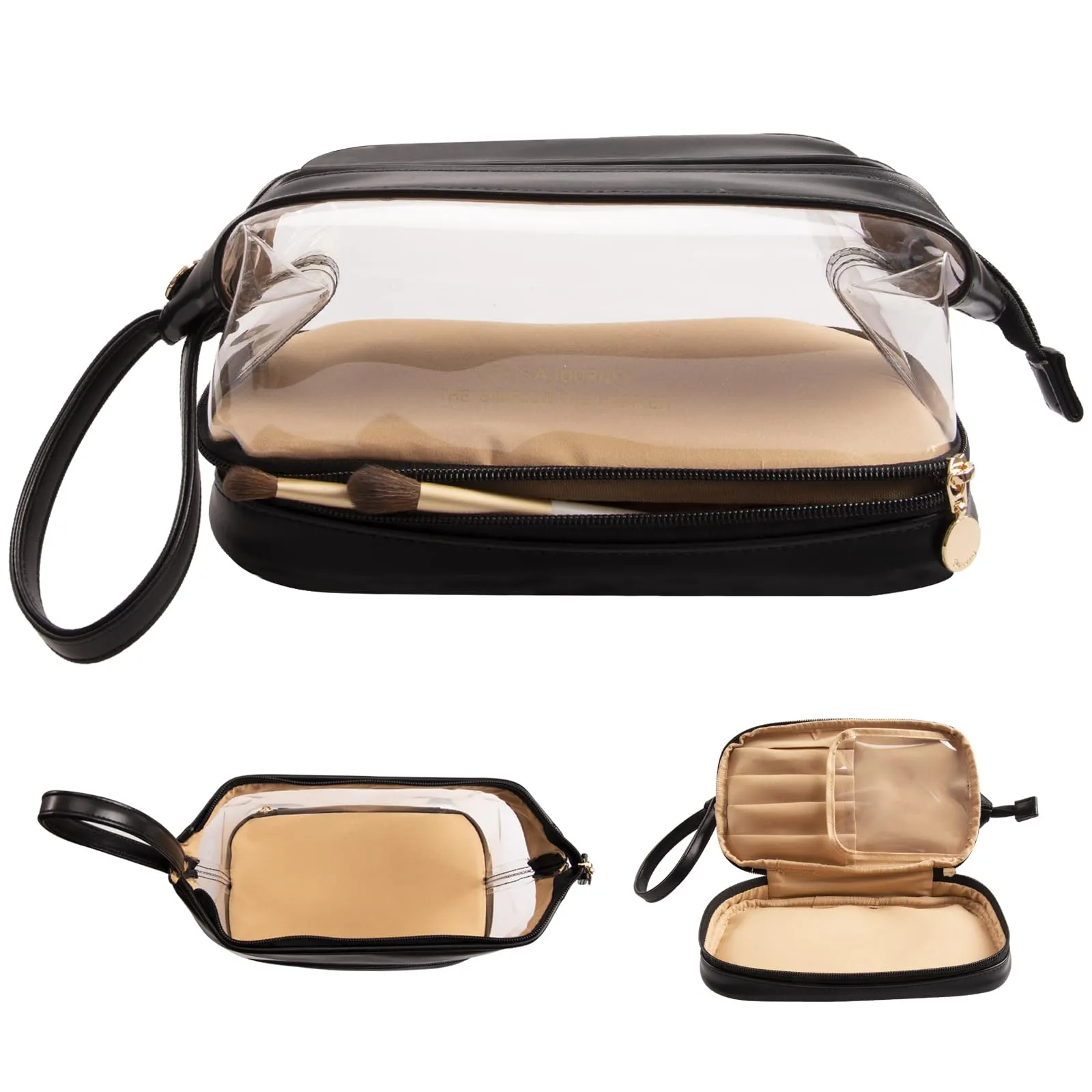 Abiudeng Large Makeup Bag,Clear shower bag,Waterproof Cosmetic Bag,Make up Travel Bag Essentials,Cute Travel Toiletry Bag for Women Makeup Bag Organizer with Bottom Pouch,Travel Size Toiletries Bag