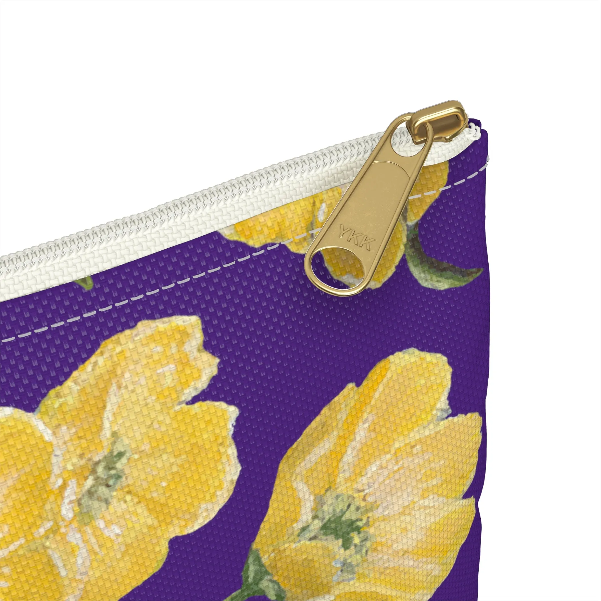 Accessory Pouch, Buttercups, Purple Background, Oklahoma Wildflower, Yellow Floral