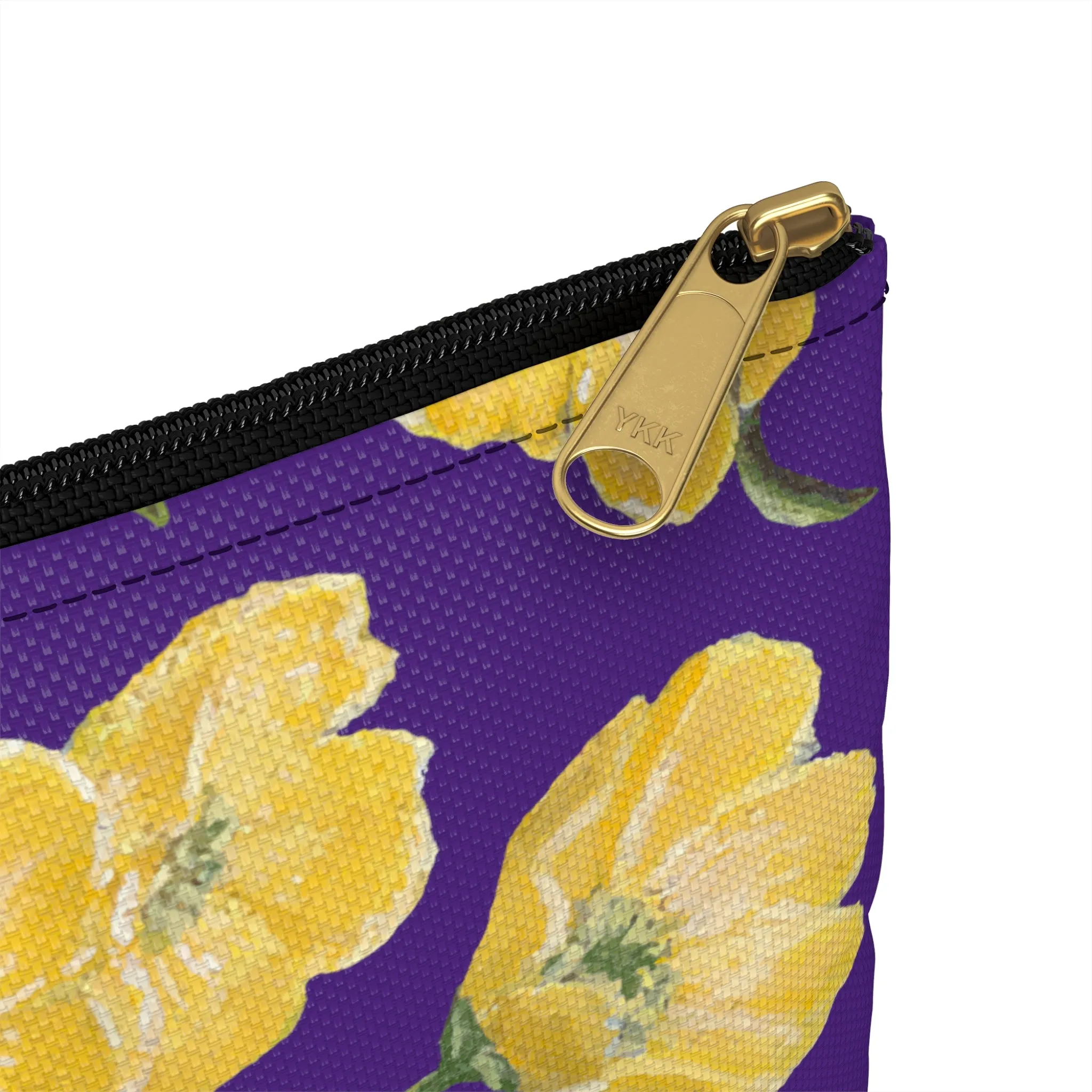 Accessory Pouch, Buttercups, Purple Background, Oklahoma Wildflower, Yellow Floral