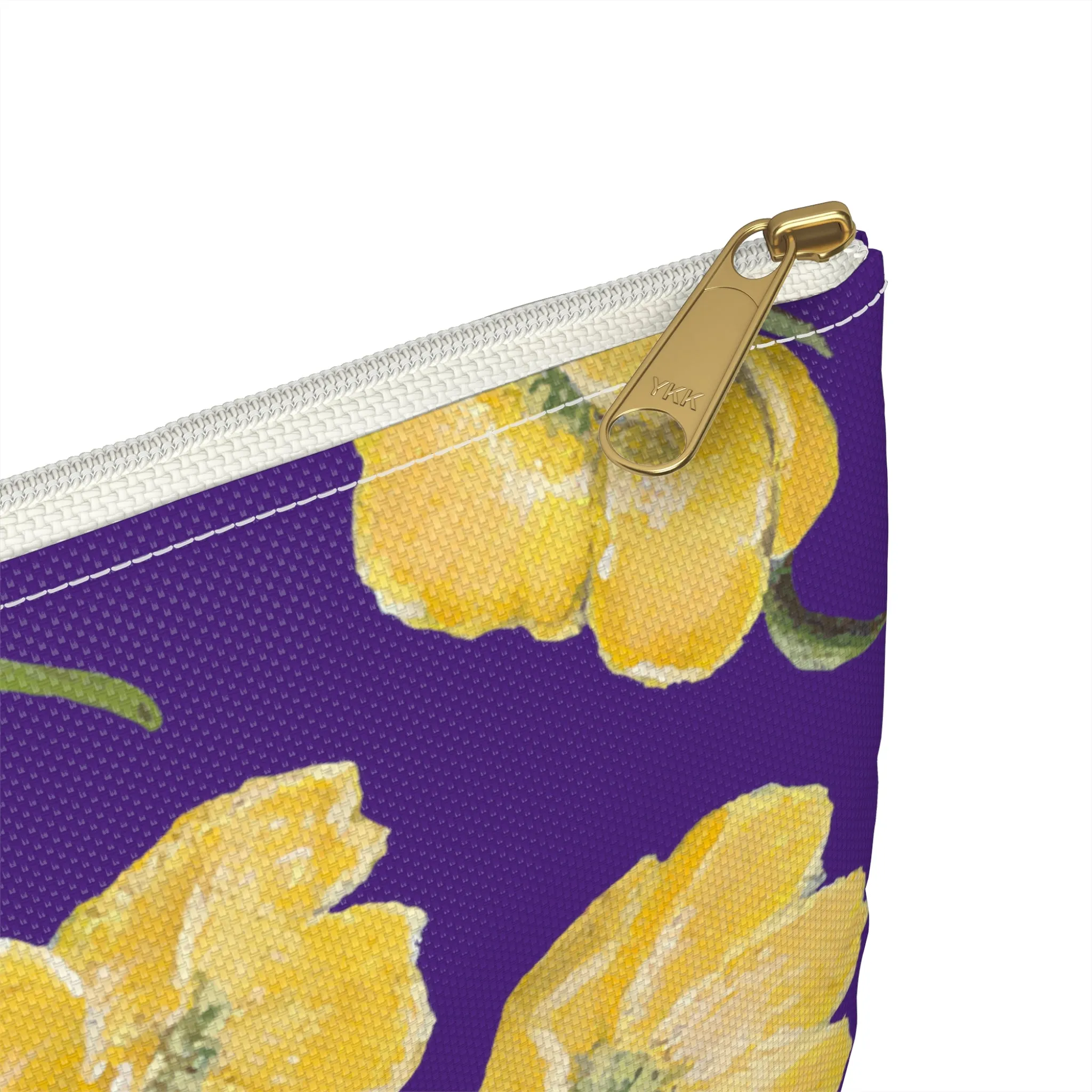 Accessory Pouch, Buttercups, Purple Background, Oklahoma Wildflower, Yellow Floral