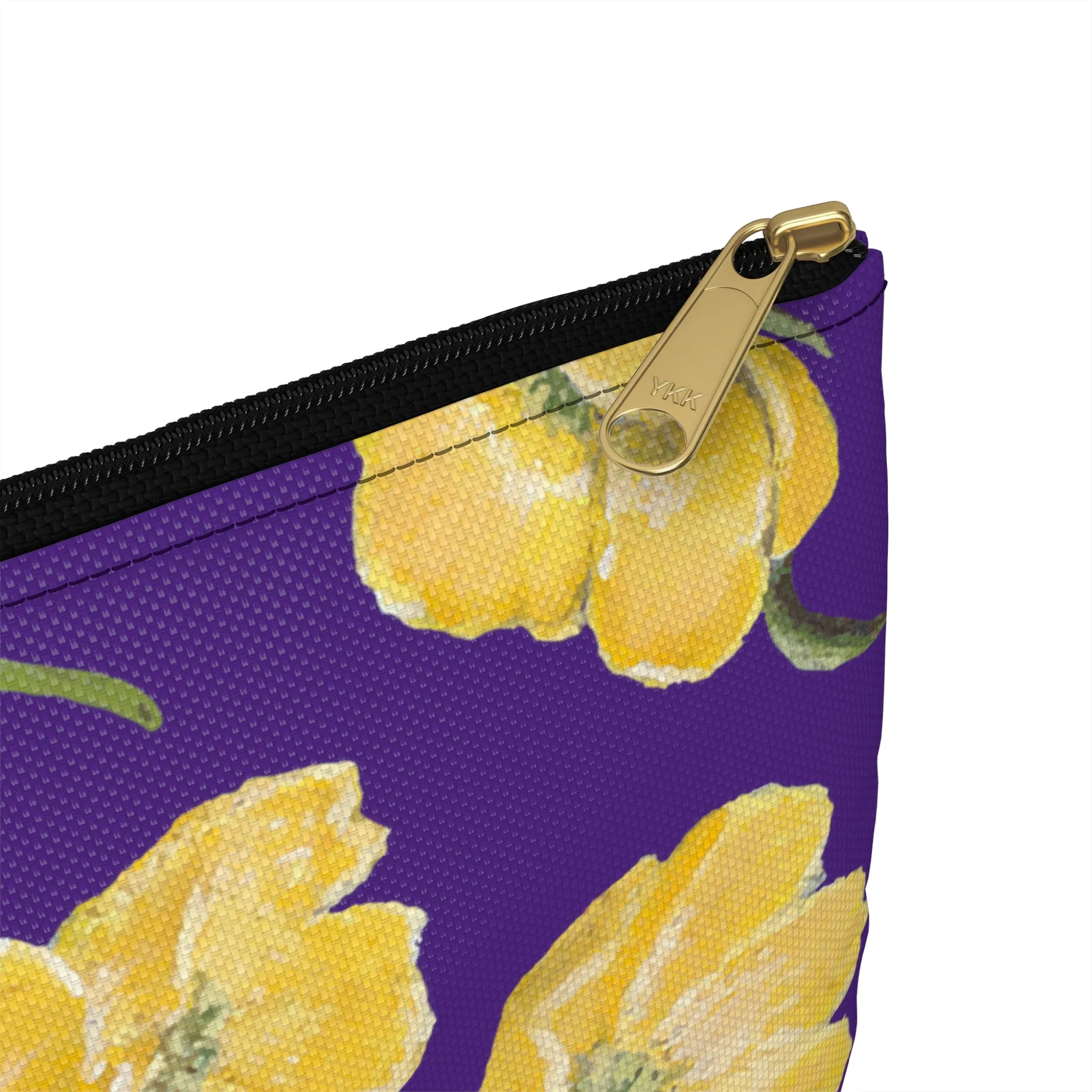 Accessory Pouch, Buttercups, Purple Background, Oklahoma Wildflower, Yellow Floral