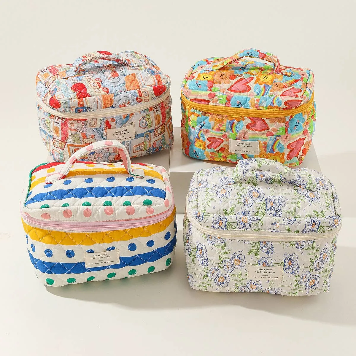 ACCITY - BLOCK PRINT QUILTED COSMETIC CONTAINERS BAG BULK_CWAB1032: TYPE2 / (OS) 1