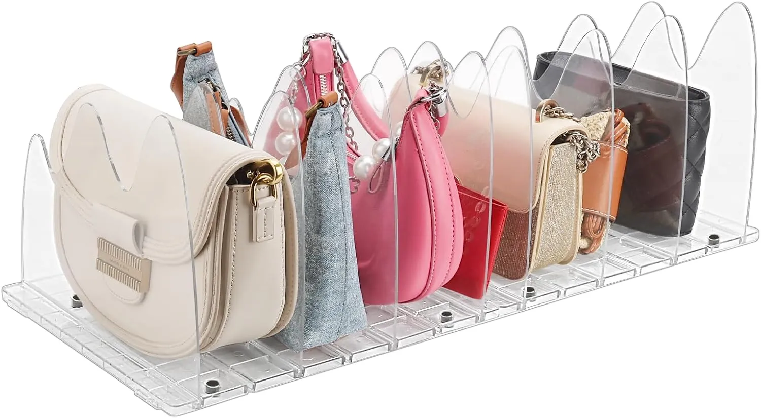 Adjustable Acrylic Bag Divider Organizers - 8 Dividers, 2 Bases for Sweaters, Shirts and More