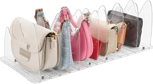 Adjustable Acrylic Bag Divider Organizers - 8 Dividers, 2 Bases for Sweaters, Shirts and More