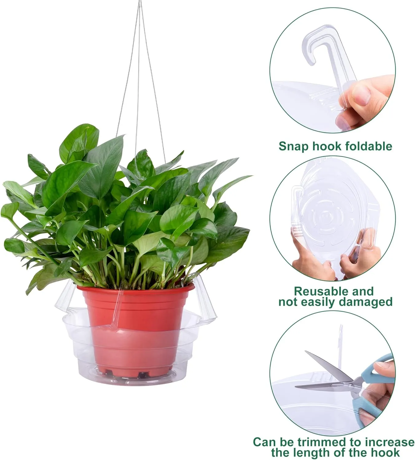 Adnee 15 Pcs 8 Inch Hanging Plant Water Catcher-Clear Plastics Plant Water Catcher Tray-Hanging Plant Saucers Drip Pans for Indoor Outdoor Hanging Basket Flower Pot