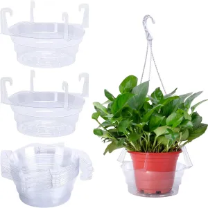 Adnee 15 Pcs 8 Inch Hanging Plant Water Catcher-Clear Plastics Plant Water Catcher Tray-Hanging Plant Saucers Drip Pans for Indoor Outdoor Hanging Basket Flower Pot