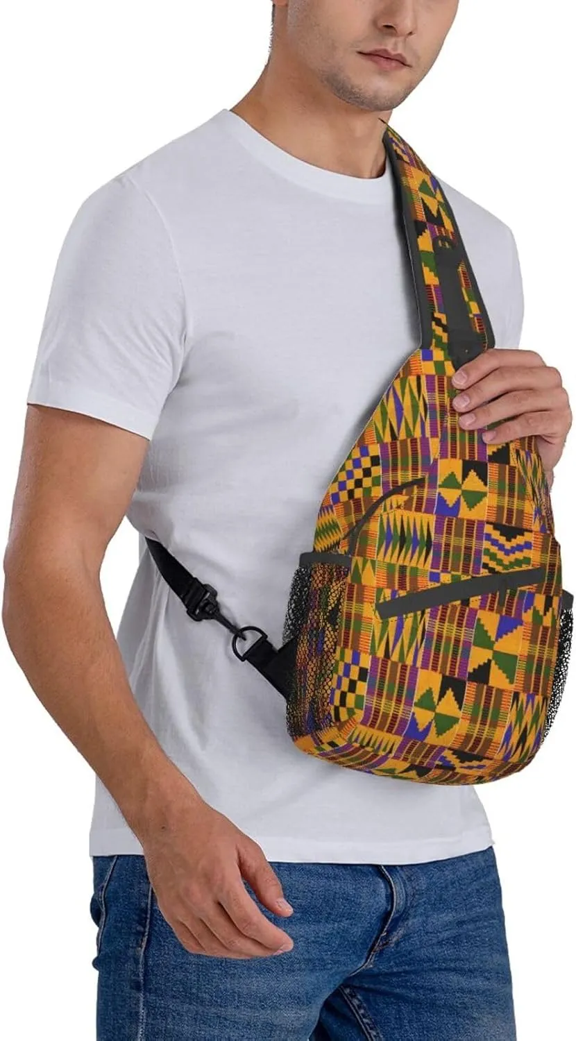 African Crossbody Bag African Art Shoulder Bag Backpack Africa Sling Bag Chest Casual Daypack for Outdoor