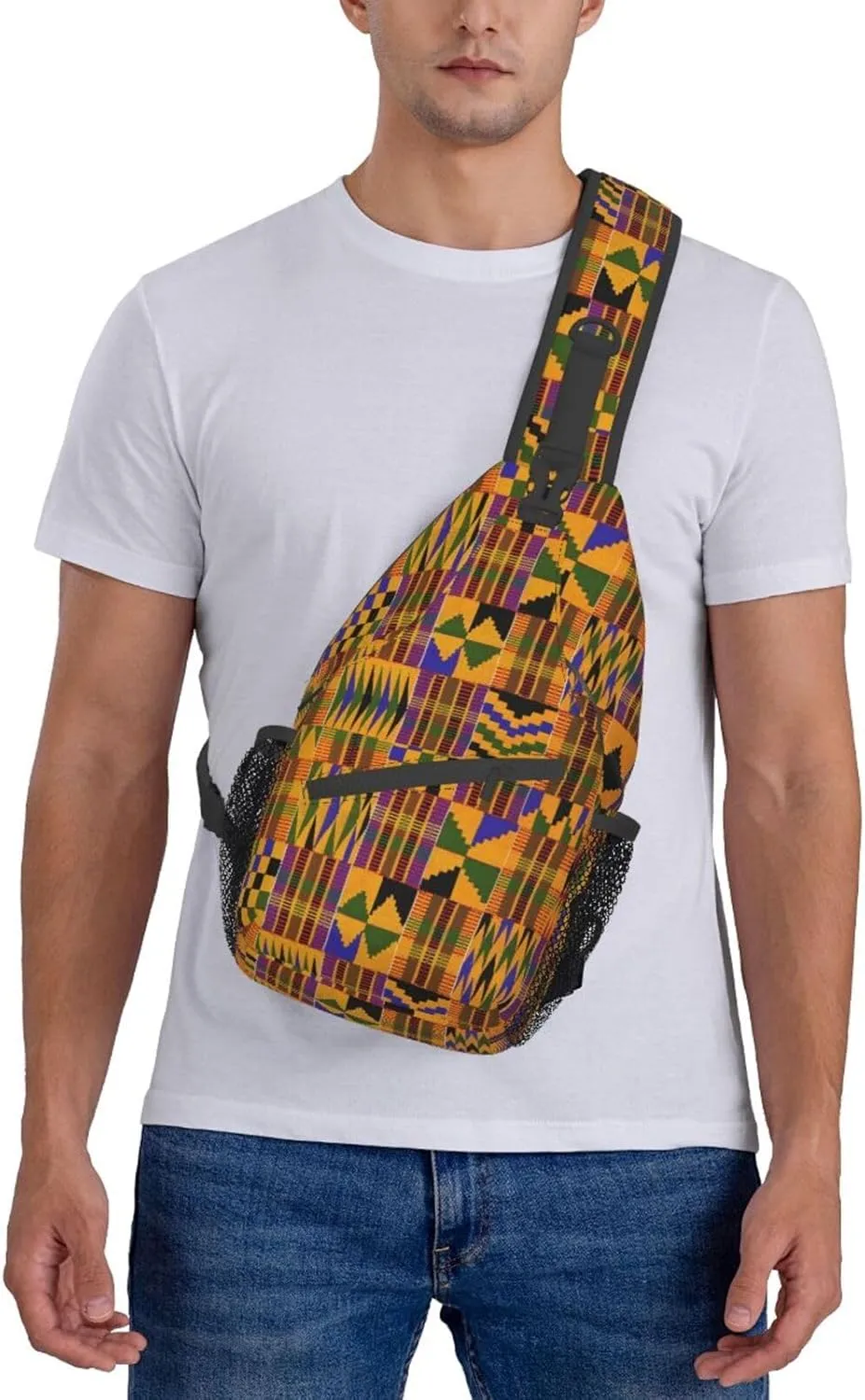 African Crossbody Bag African Art Shoulder Bag Backpack Africa Sling Bag Chest Casual Daypack for Outdoor