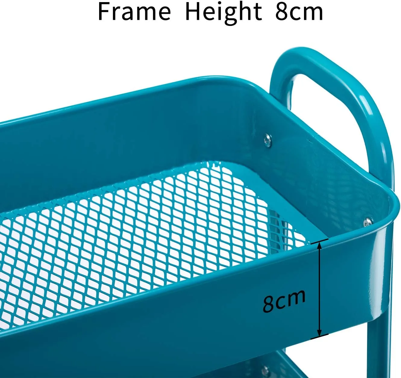 AGTEK Movable Rolling Organizer - 3 Tier Metal Storage Cart, Peacock Blue