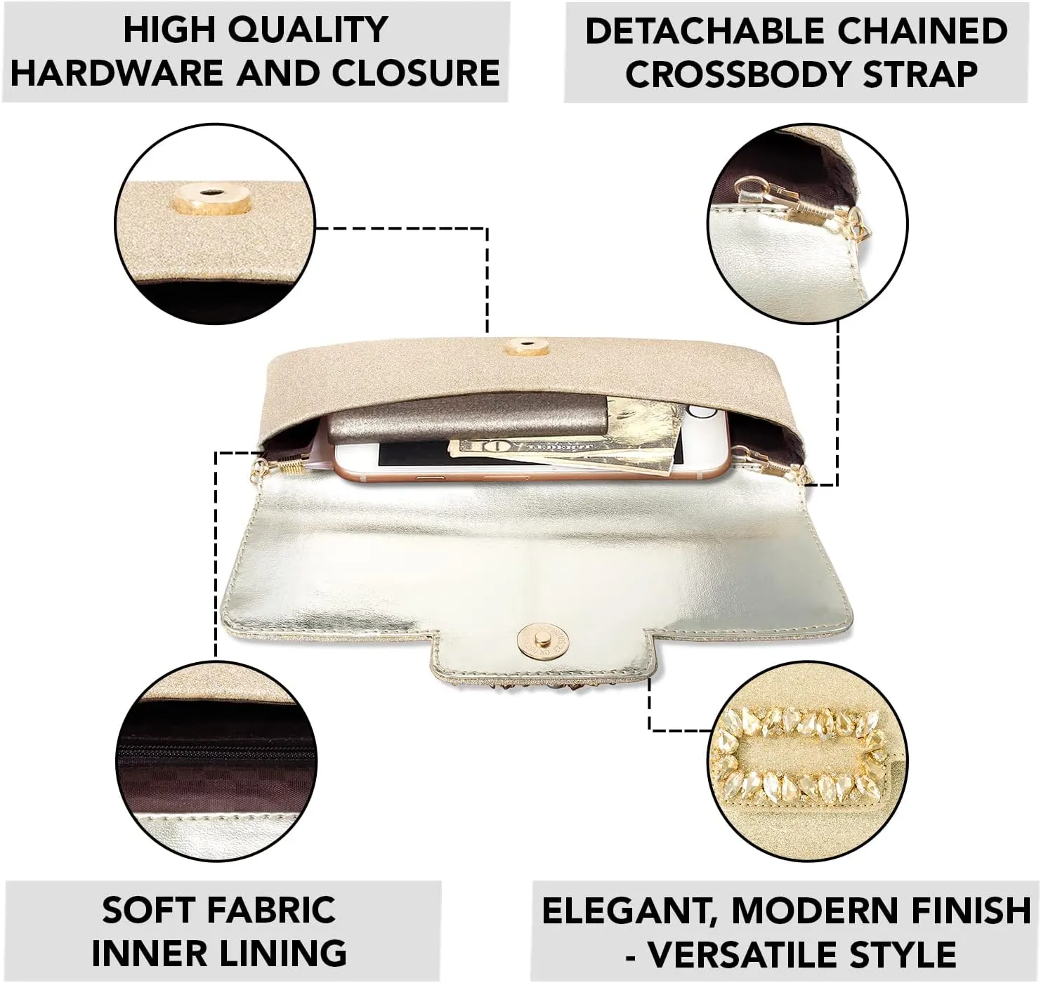 Aheli Clutch Purses Gift for Women Wedding Handmade Evening Handbags Party Bridal Clutch