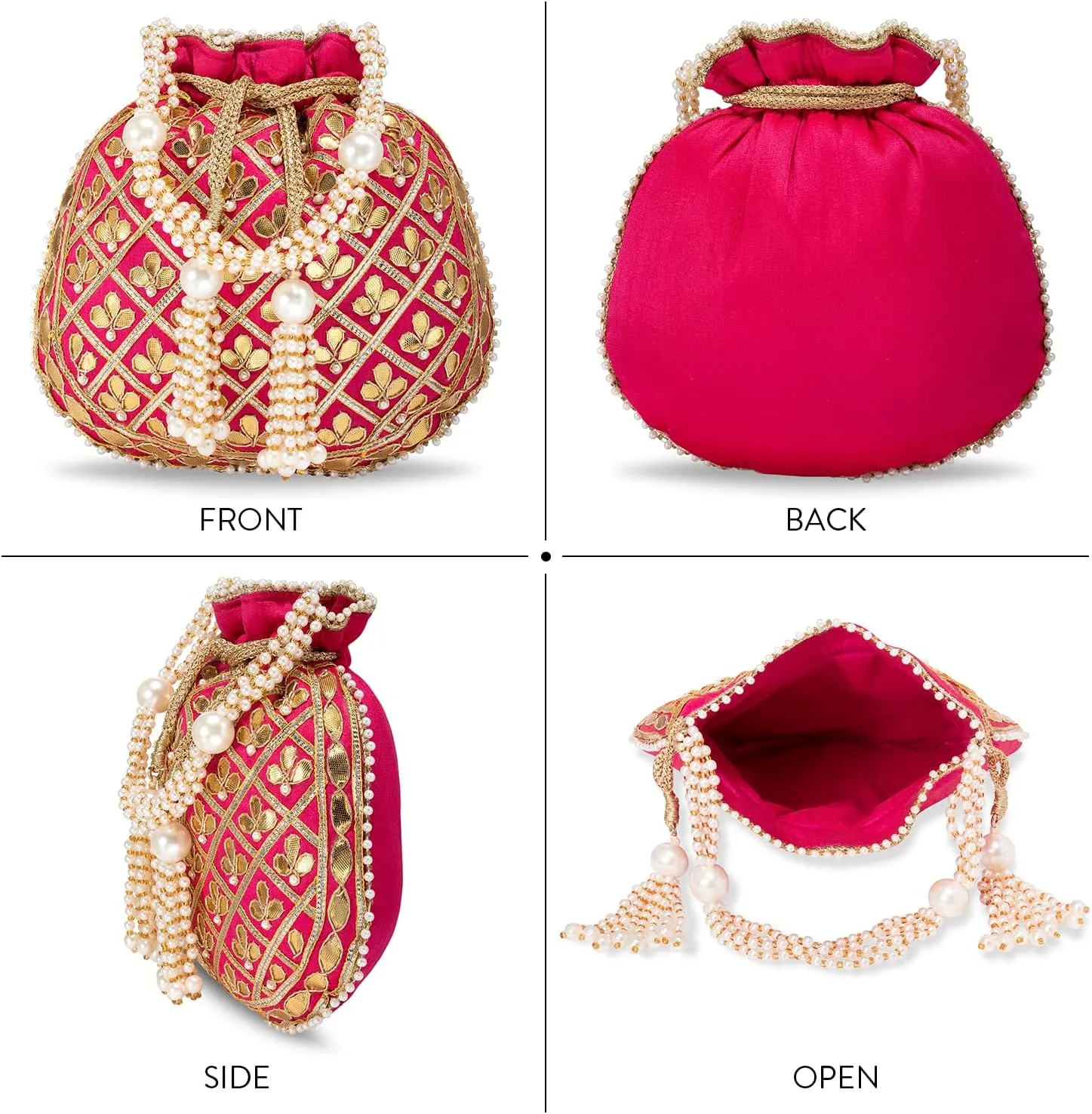 Aheli Embroidered Potli Bag Gift for Women Handmade Ethnic Purse Evening Handbags Stylish Bridal Fashion Clutch Bag