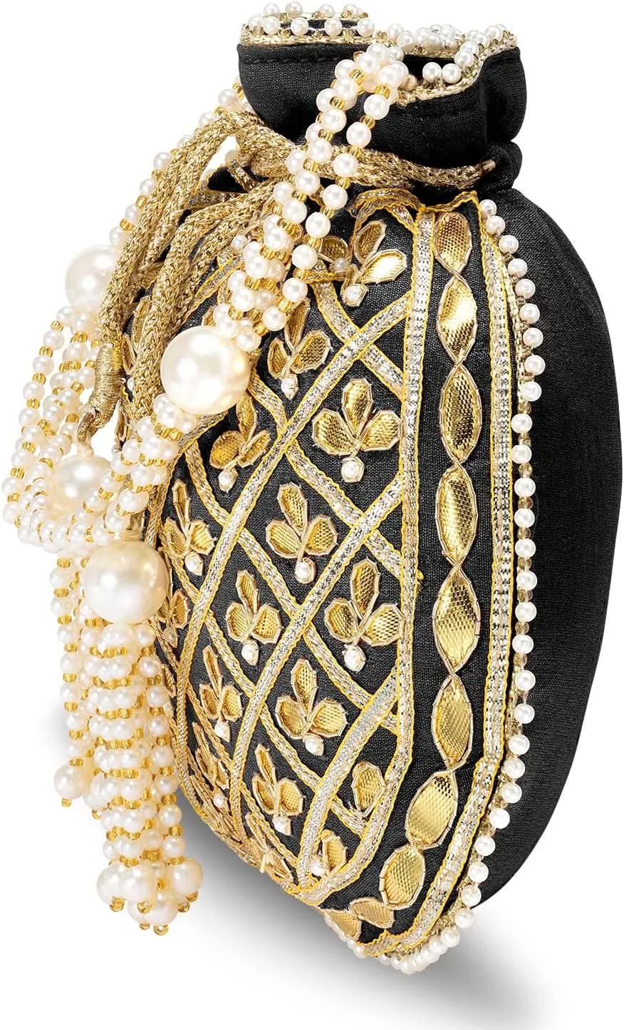 Aheli Embroidered Potli Bag Gift for Women Handmade Ethnic Purse Evening Handbags Stylish Bridal Fashion Clutch Bag