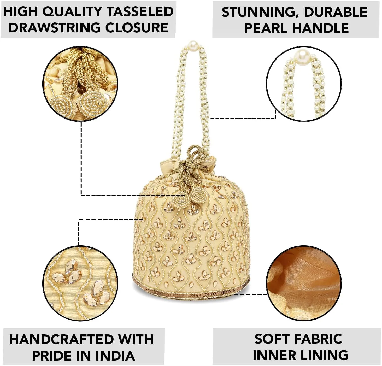 Aheli Potli Bag Gift for Women Handmade Evening Wristlet Handbag Stylish Bridal Purse Fashion Bag