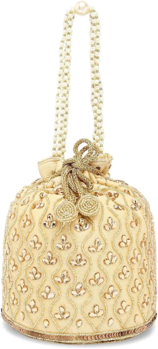 Aheli Potli Bag Gift for Women Handmade Evening Wristlet Handbag Stylish Bridal Purse Fashion Bag