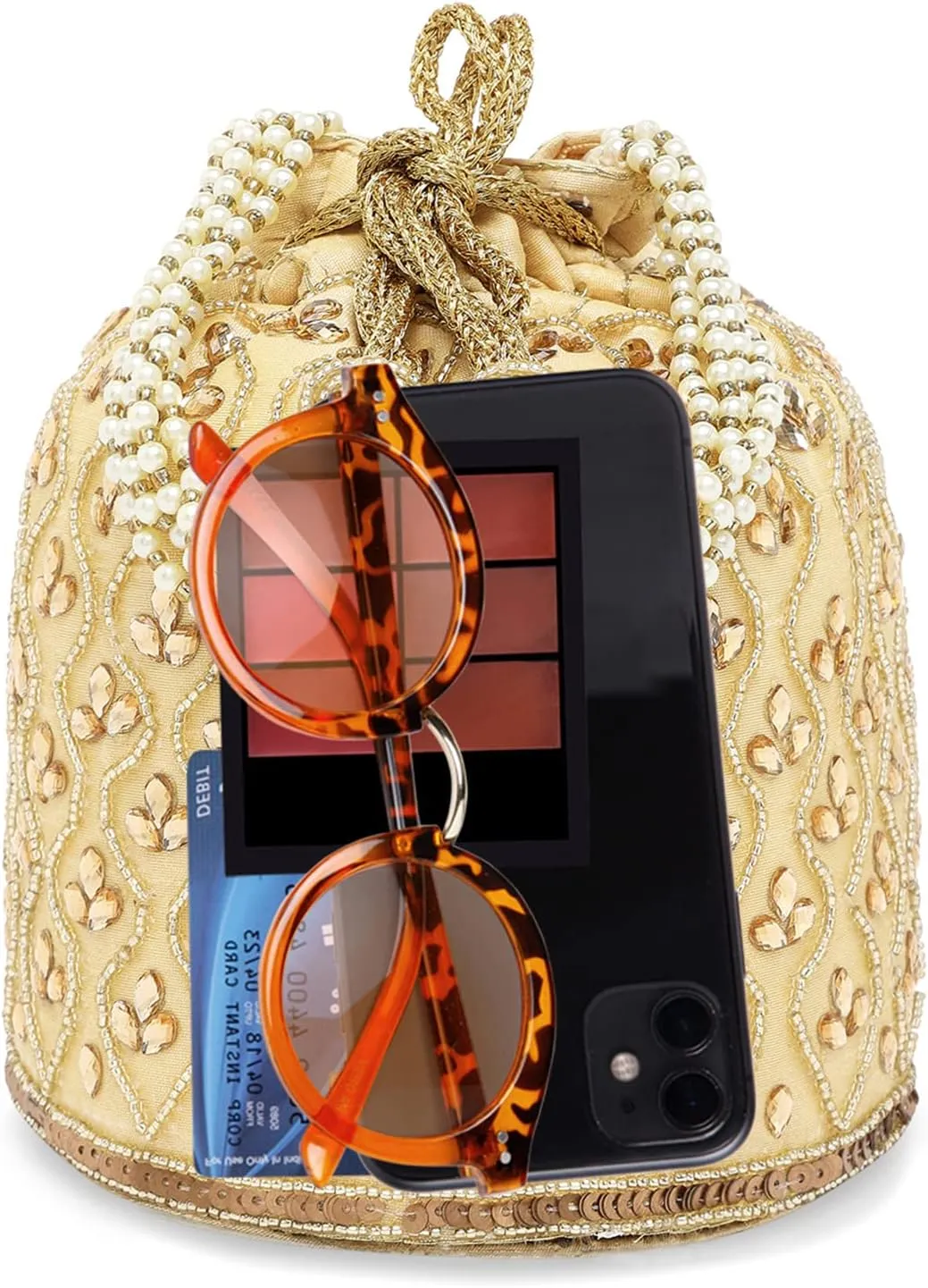 Aheli Potli Bag Gift for Women Handmade Evening Wristlet Handbag Stylish Bridal Purse Fashion Bag