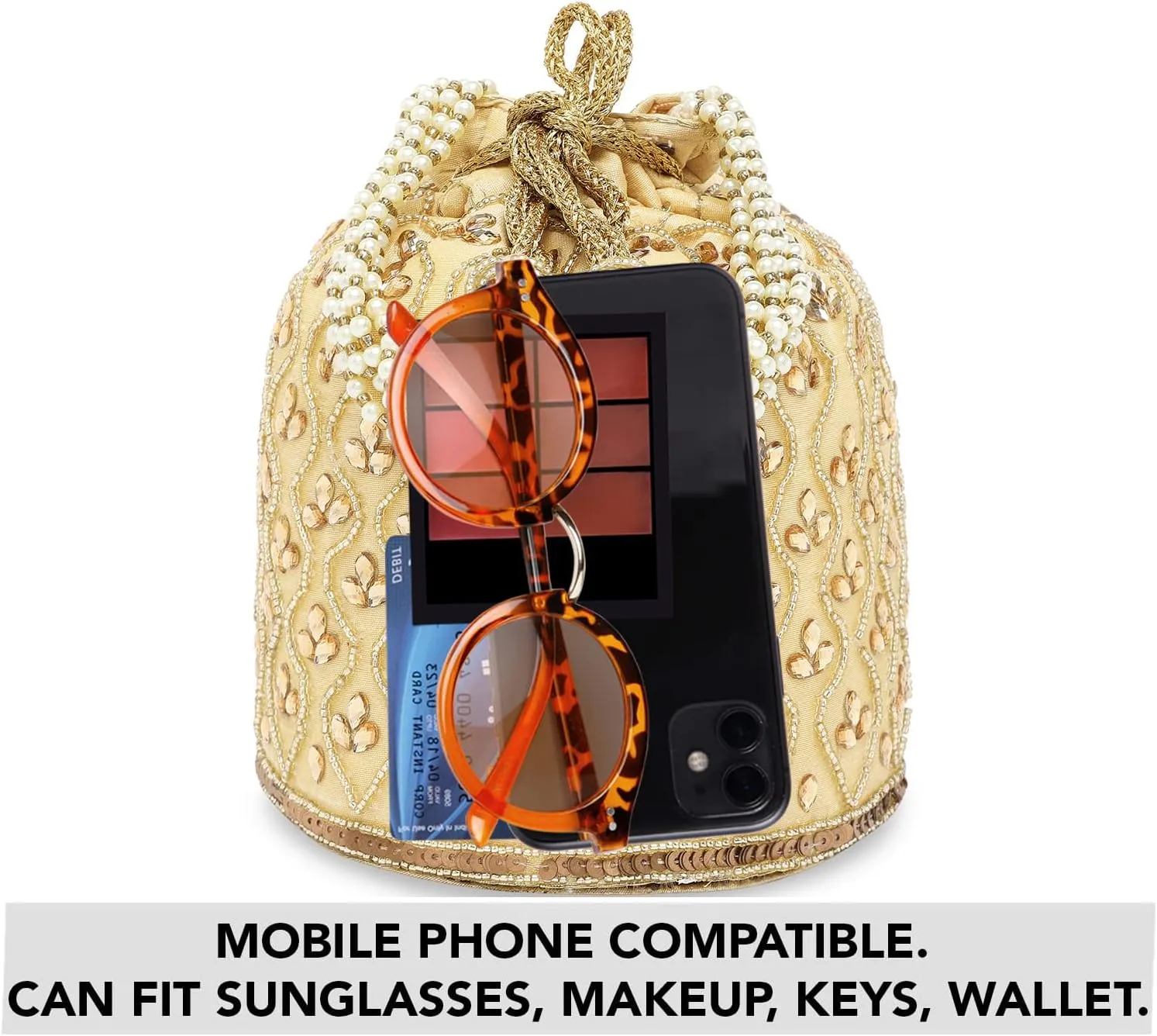 Aheli Potli Bag Gift for Women Handmade Evening Wristlet Handbag Stylish Bridal Purse Fashion Bag
