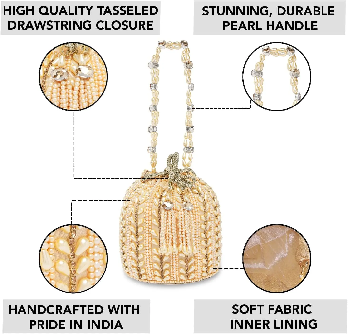 Aheli Potli Bags Gift for Women Evening Bag Clutch Ethnic Bride Purse with Drawstring