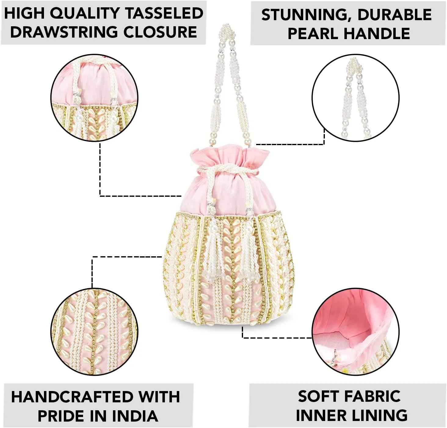 Aheli Potli Bags Gift for Women Evening Bag Clutch Ethnic Bride Purse with Drawstring