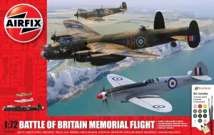 Airfix Model Airplane Kit Gift Set - A50182 Battle of Britain Memorial Flight, Plastic Plane Model Kits for Adults & Kids 8 , Skill Level 2, 1:72 Scale WW2 Military Aircraft Models