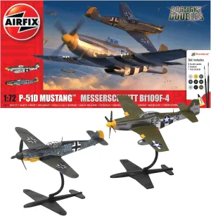 Airfix Model Airplane Kit Model - A50193 P-51D Mustang vs Bf109F-4 Dogfight Double, Plastic Plane Model Kits for Adults & Kids, WW2 Military Aircraft Models