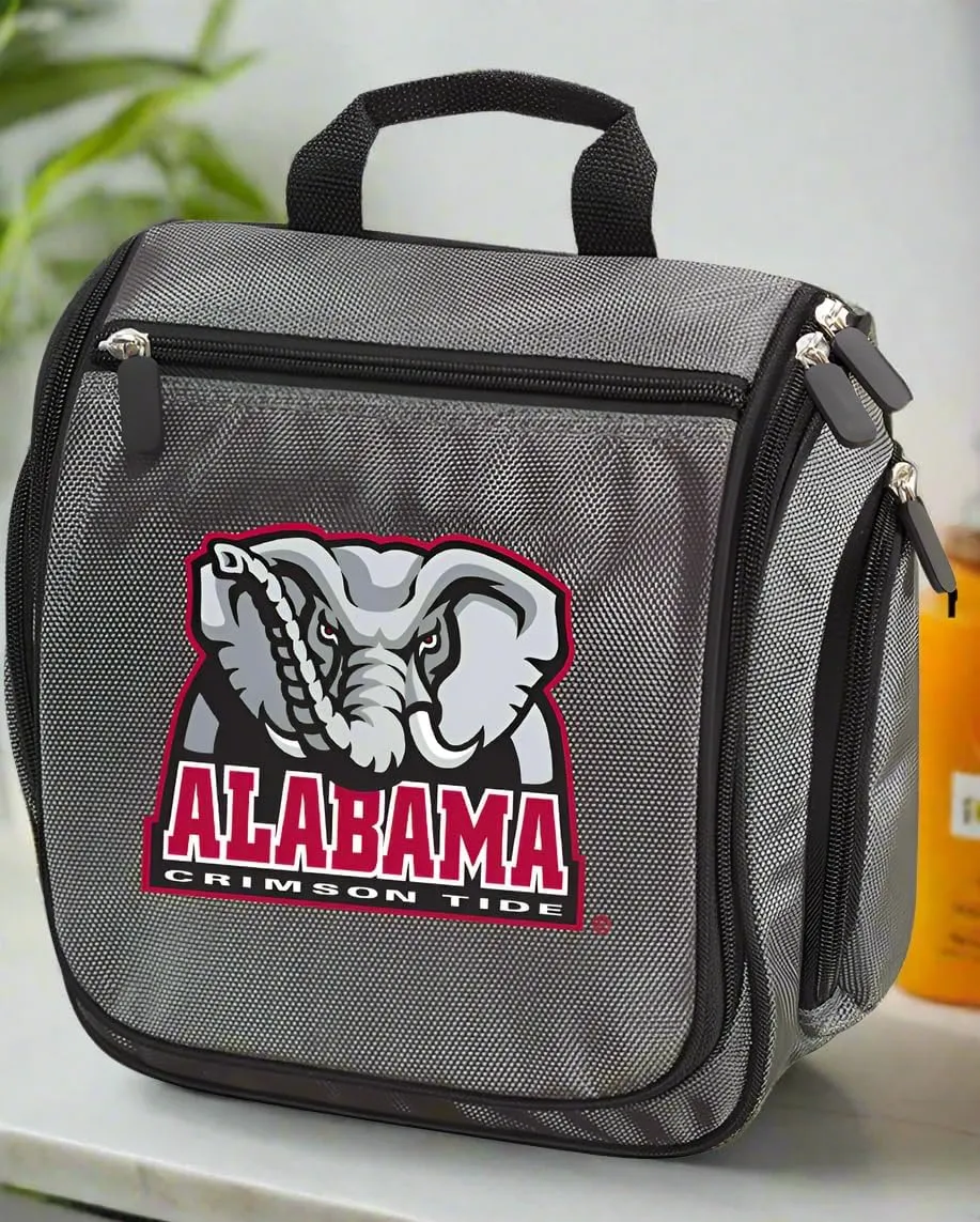 Alabama Toiletry Bag Or Hanging University of Alabama Shaving Kit for Men (Gray - Elephant Logo)